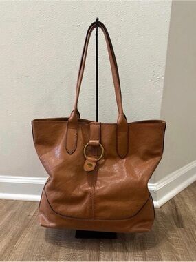 Frye Melissa Cognac Leather Ring-Accent Tote